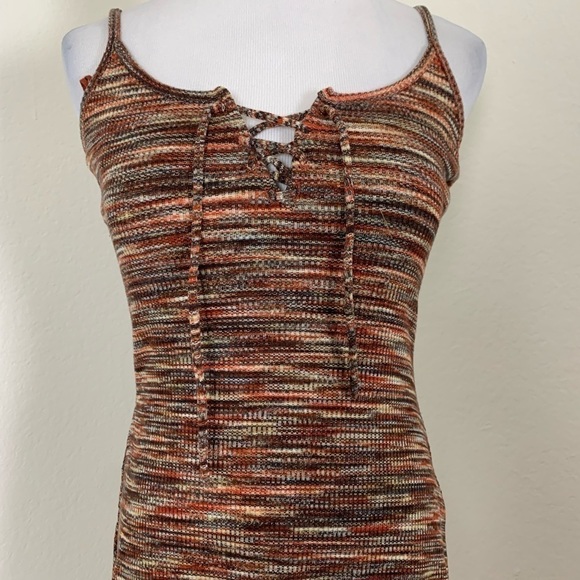 Aeropostale Space Dye Tank Dress Size Small Marled Retro Stretch Brown - Picture 3 of 13